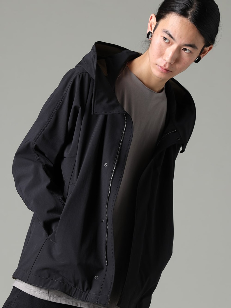 DEVOA  23SS ベーシックな組み合わせにも違和感なくミックスできるポイントを抑えたデザイン  - FJK-SDXF Hooded Jacket Schoeller-Dynamic CSC-SSB3-Mud-Gray Printed Long Sleeve Cotton Stretch Jersey Mud Gray Mud Gray 2-001