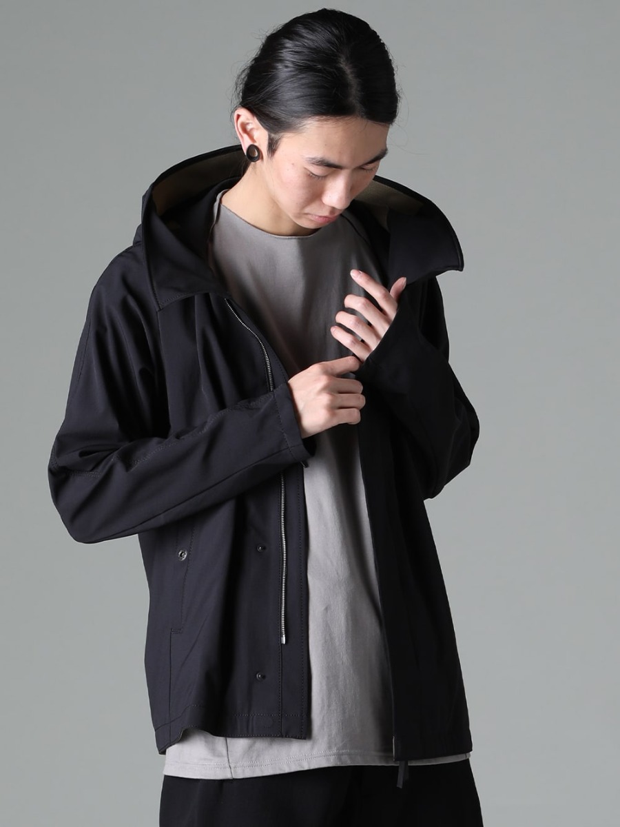 DEVOA  23SS ベーシックな組み合わせにも違和感なくミックスできるポイントを抑えたデザイン  - FJK-SDXF Hooded Jacket Schoeller-Dynamic CSC-SSB3-Mud-Gray Printed Long Sleeve Cotton Stretch Jersey Mud Gray Mud Gray 2-008