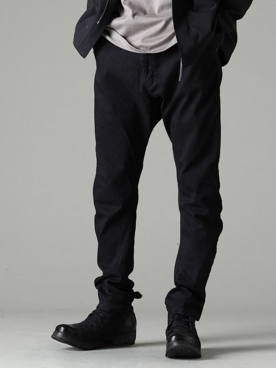DEVOA Boris Bidjan Saberi 23SS すっきりとした見た目に少しだけ脱力感を PTA-STDS-Black Slim Pants 9oz Stretch Denim Black BOOT4-LEATHER Boots 4 Leather 3-001