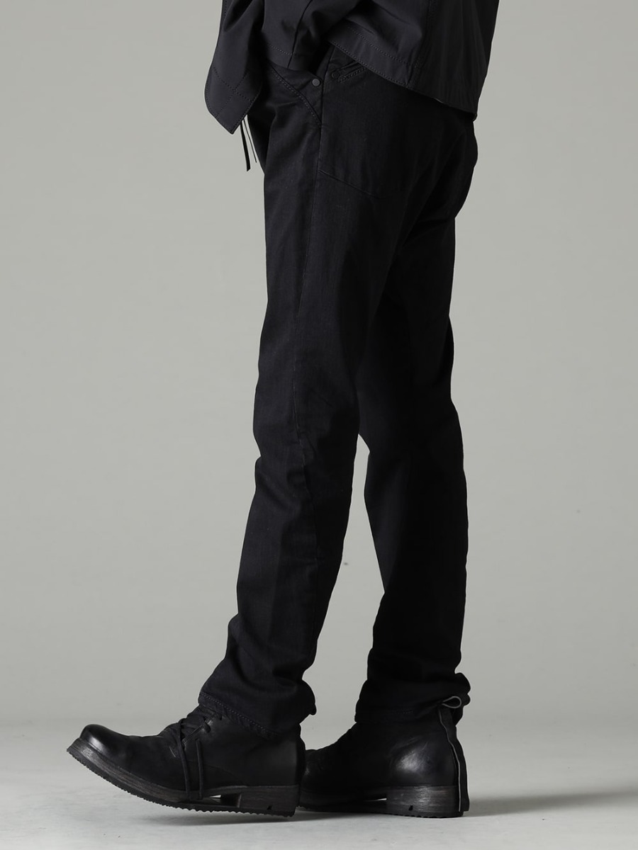 DEVOA Boris Bidjan Saberi 23SS すっきりとした見た目に少しだけ脱力感を - PTA-STDS-Black Slim Pants 9oz Stretch Denim Black BOOT4-LEATHER Boots 4 Leather 3-002