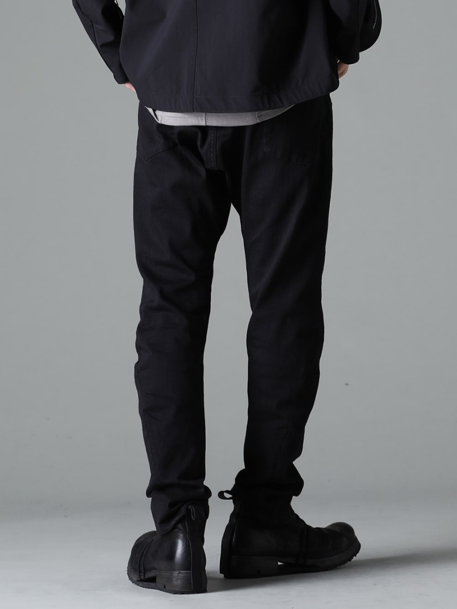 DEVOA Boris Bidjan Saberi 23SS すっきりとした見た目に少しだけ脱力感を - PTA-STDS-Black Slim Pants 9oz Stretch Denim Black BOOT4-LEATHER Boots 4 Leather 3-003