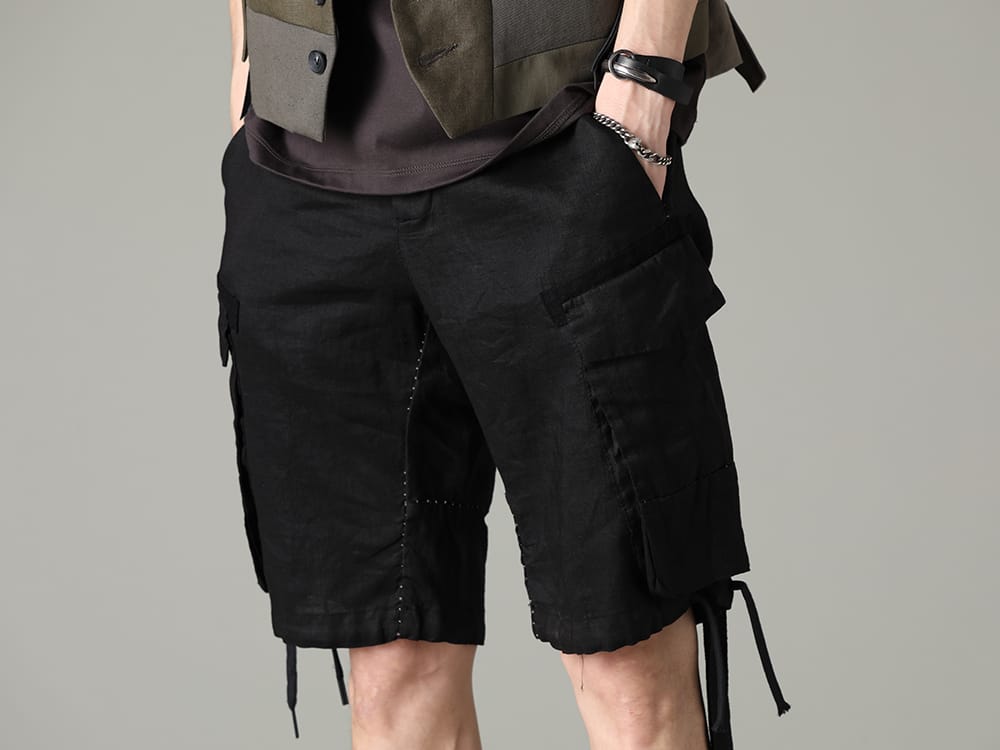 マスナダ 2023SS ミリタリー感をプラスしてくれるカーゴショーツ - M3058(ドローストリングヘムバミューダ) - 3-004