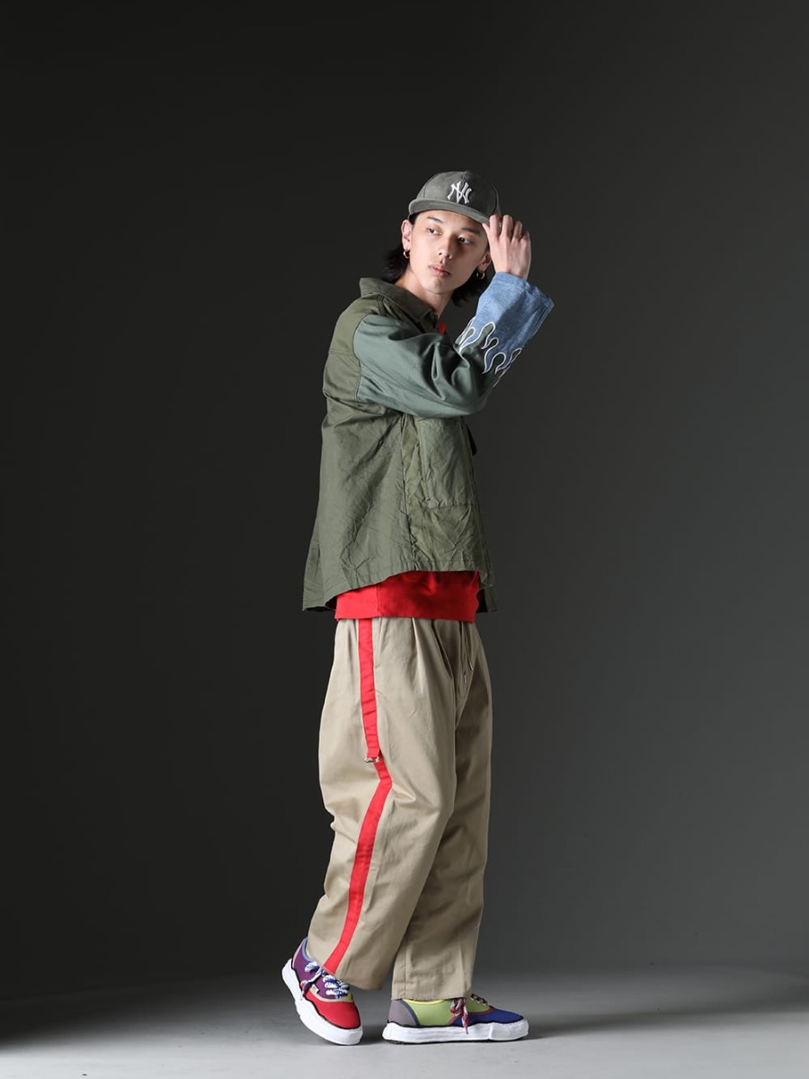 ink /SAINT MICHAEL / NVCLEAR / WERKSTATT:MÜNCHEN / TAKAHIROMIYASHITATheSoloist. / Maison MIHARAYASUHIRO 2023SS - Earth color accentuated with vivid styling - ink23-02-Denim-M-1(Fire EMB jacket Denim - M) SM-S23-0000-044(UNKNOWN PWR Sweat shirt) NV_002-Vintage-Green(NV LOGO FR ARMY COTTON CAP VINTAGE GREEN) M3915(Necklace Chain Plate Facettes) M2481(Bracelet Tag Faith Love Hope) 14M2591(Bracelet Tag) sp.0011SS23-Khaki-Red(side tape adjustable length 2 tucks work pant. Khaki x Red) A06FW733-multi(-BAKER- Original sole multi color Low-cut sneakers Multi) - 1-002