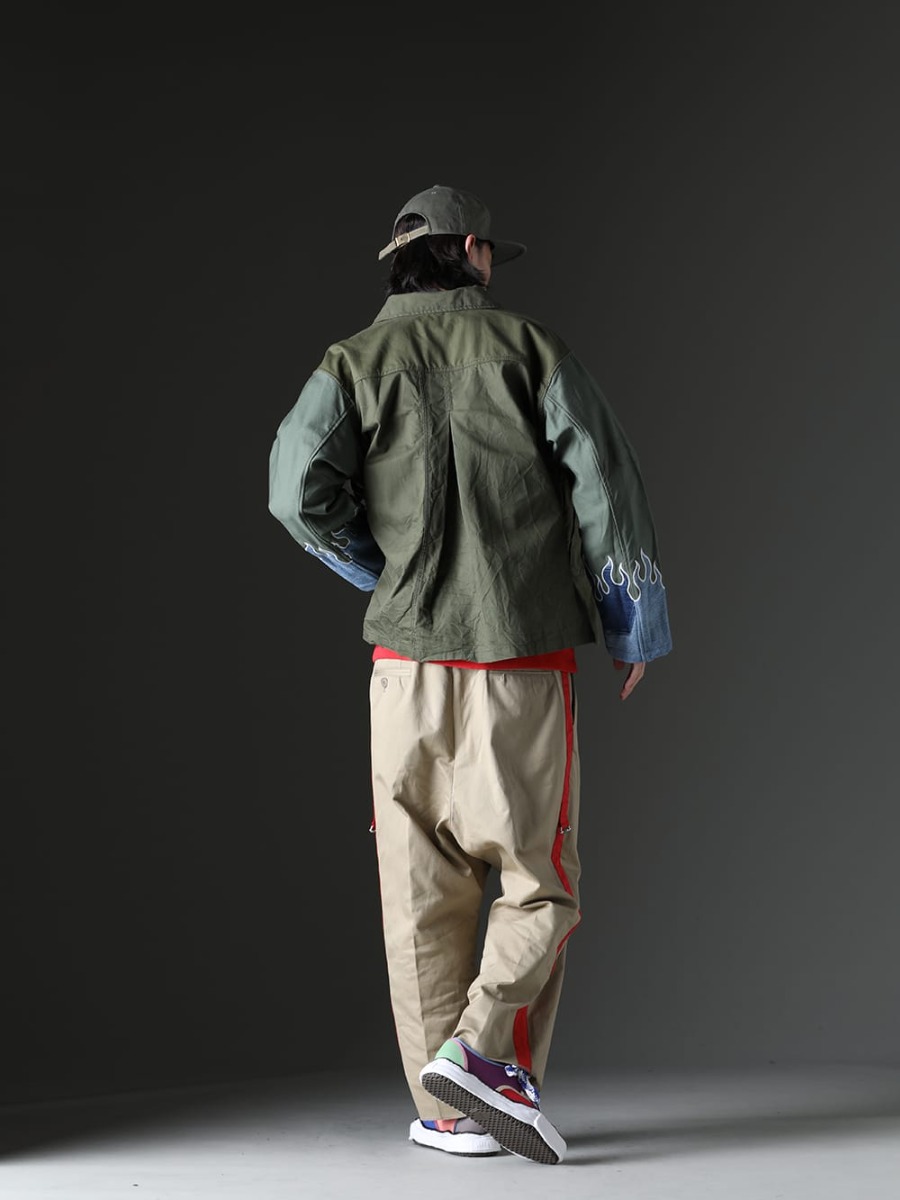 ink /SAINT MICHAEL / NVCLEAR / WERKSTATT:MÜNCHEN / TAKAHIROMIYASHITATheSoloist. / Maison MIHARAYASUHIRO 2023SS - Earth color accentuated with vivid styling - ink23-02-Denim-M-1(Fire EMB jacket Denim - M) SM-S23-0000-044(UNKNOWN PWR Sweat shirt) NV_002-Vintage-Green(NV LOGO FR ARMY COTTON CAP VINTAGE GREEN) M3915(Necklace Chain Plate Facettes) M2481(Bracelet Tag Faith Love Hope) 14M2591(Bracelet Tag) sp.0011SS23-Khaki-Red(side tape adjustable length 2 tucks work pant. Khaki x Red) A06FW733-multi(-BAKER- Original sole multi color Low-cut sneakers Multi) - 1-003