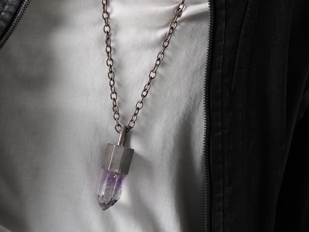 Parts of Four 2023SS - Select drawcord short sleeve T that goes well with seamed jacket - R-198-MA+BAQ(Talisman necklace SPECIMEN Brandberg Amethyst Quartz) - 2-009