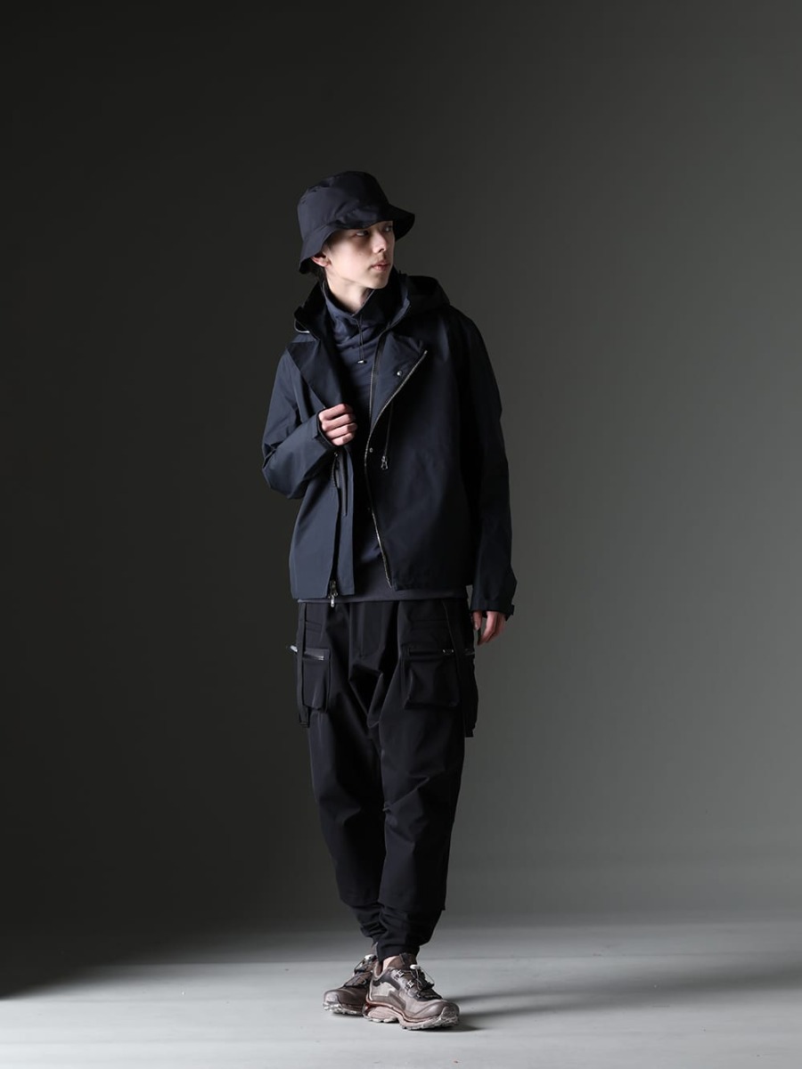 ACRONYM / DEVOA / 11 by Boris Bidjan Saberi 2023SS - The best tech style specializing in function - J68-GT(Rider Jacket) FJF-AGMH-Blue-Gray(Hight neck pullover cotton jersey Blue Gray) FC3-WS(Field Cover Hat) P23Q-DS(Wide Drawcord Trousers) BAMBA5-11XS-Dirty Gray(BAMBA5 11XS - Dirty Gray) - 1-004