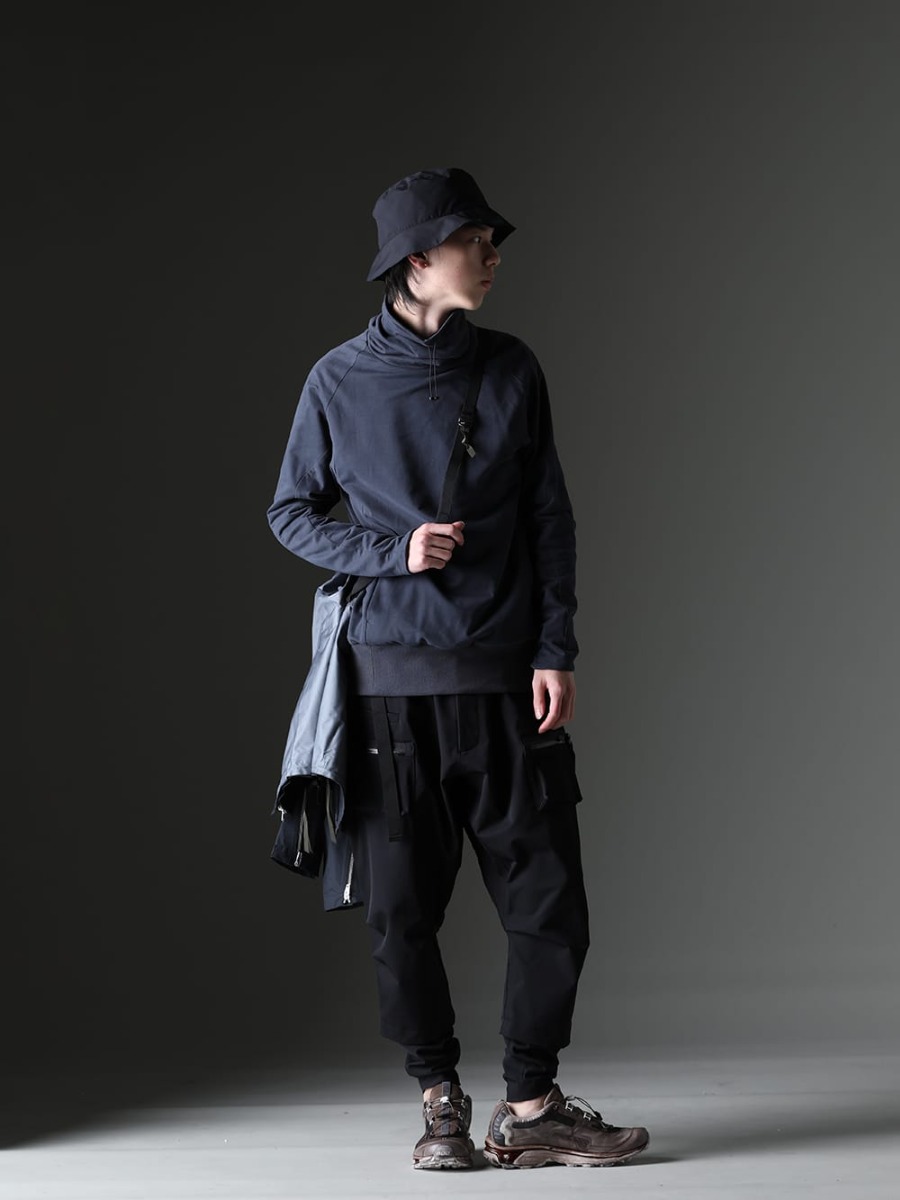 ACRONYM / DEVOA / 11 by Boris Bidjan Saberi 2023SS - The best tech style specializing in function - J68-GT(Rider Jacket) FJF-AGMH-Blue-Gray(Hight neck pullover cotton jersey Blue Gray) FC3-WS(Field Cover Hat) P23Q-DS(Wide Drawcord Trousers) BAMBA5-11XS-Dirty Gray(BAMBA5 11XS - Dirty Gray) - 1-005