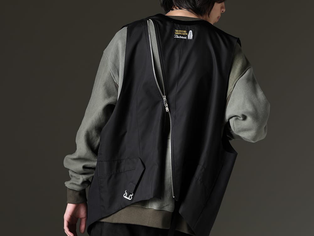TAKAHIROMIYASHITATheSoloist. / ink 2023SS - The vest is designed so that it can be worn with the front and back interchanged. - sj.0006bSS23(new two-way zip reverse odd vest.(solid)) ink23-04-Khaki(Military Reverse Sweat Khaki) - 2-009