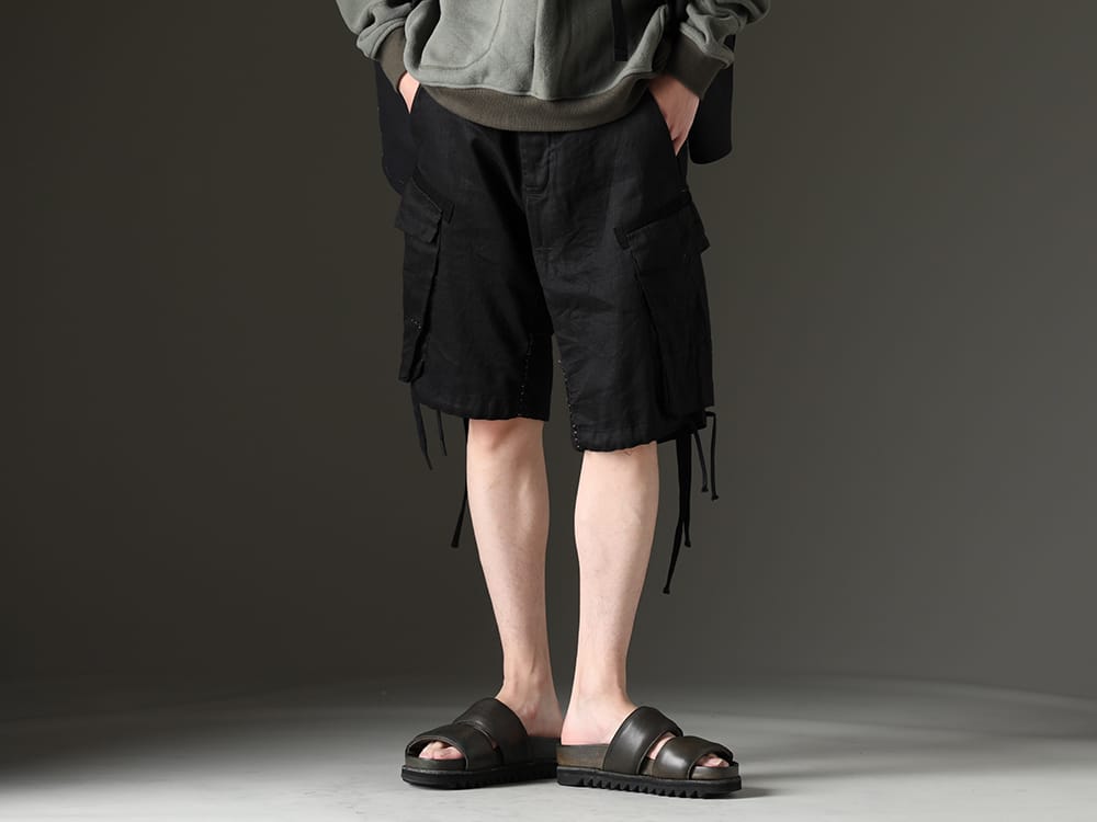masnada / GUIDI 2023SS Shorts and sandals for a cool lower body - M3058(Drawstring Hem Bermudas) BRK03(Rubber Sole Sandal - Calf Full Grain - BRK03) - 3-001