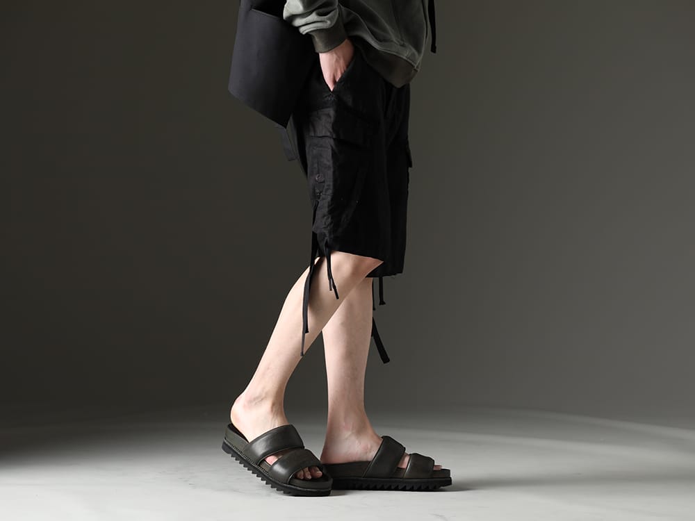 masnada / GUIDI 2023SS Shorts and sandals for a cool lower body - M3058(Drawstring Hem Bermudas) BRK03(Rubber Sole Sandal - Calf Full Grain - BRK03) - 3-002