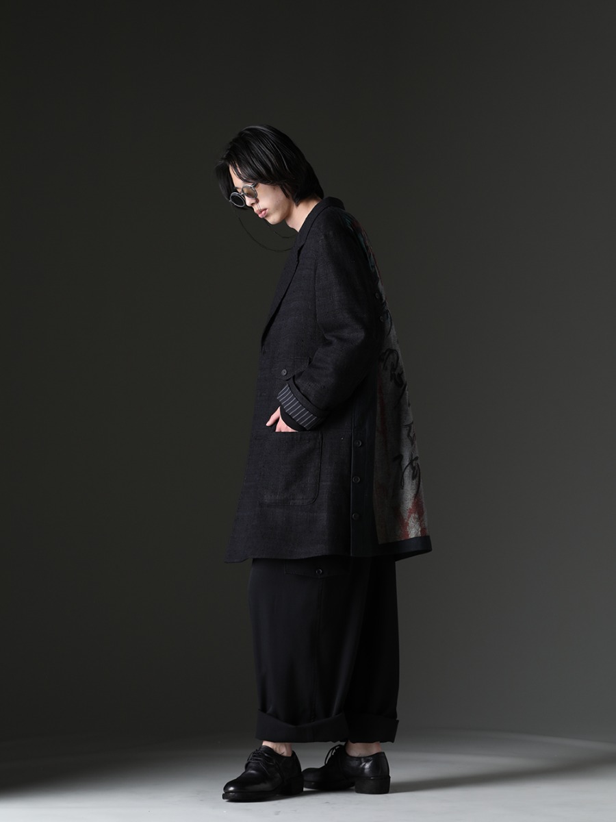 Yohji Yamamoto / Ground Y / RIGARDS / WERKSTATT:MÜNCHEN / GUIDI - The black style is mainly composed of a jacket with an impact. - HZ-J31-814(Denim Print + Seperate Fabric Jacket) GA-T32-040-Black(Jumbo round long sleeve Black) RG2001TVA-Gray-Gray-Clear(RIGARDS collaboration sunglasses - Gray+Gray / Clear+L.Mirror) AT003TVA-Black(RIGARDS collaboration Holder chain - Black) M3961(CHOKER TRACE LINKS) HZ-D06-100(Changing Suspender Overalls) 792Z(Classic Derby Shoes Double Sole - Horse Full Grain Leather) - 1-003