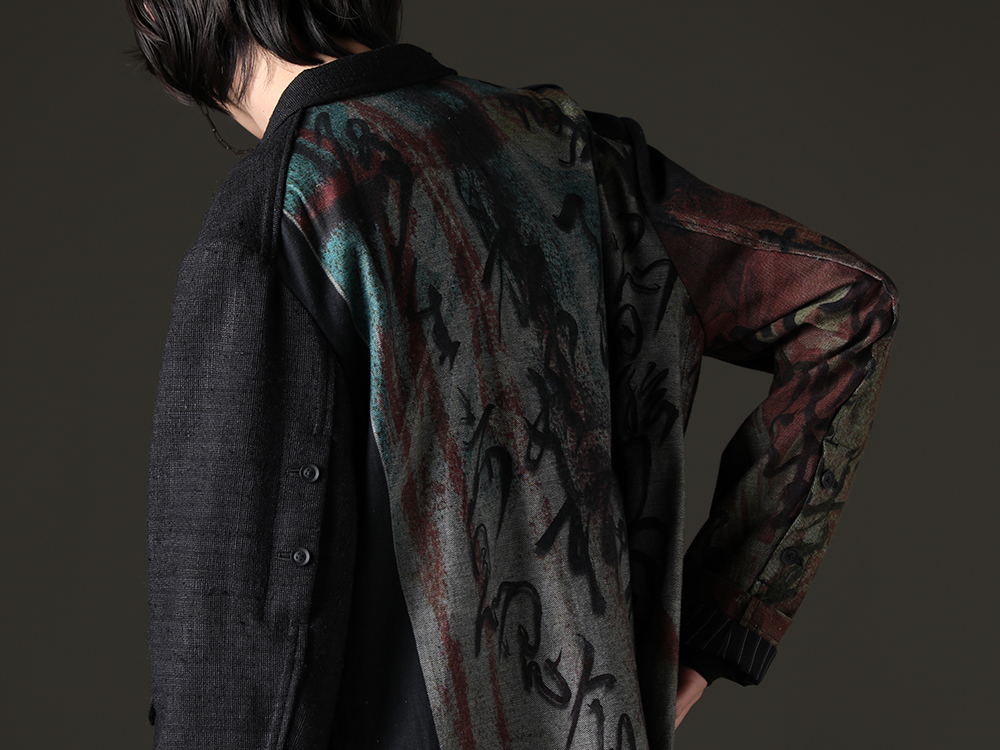 Yohji Yamamoto A highly collectible dark jacket - HZ-J31-814(Denim Print + Seperate Fabric Jacket) - 2-008