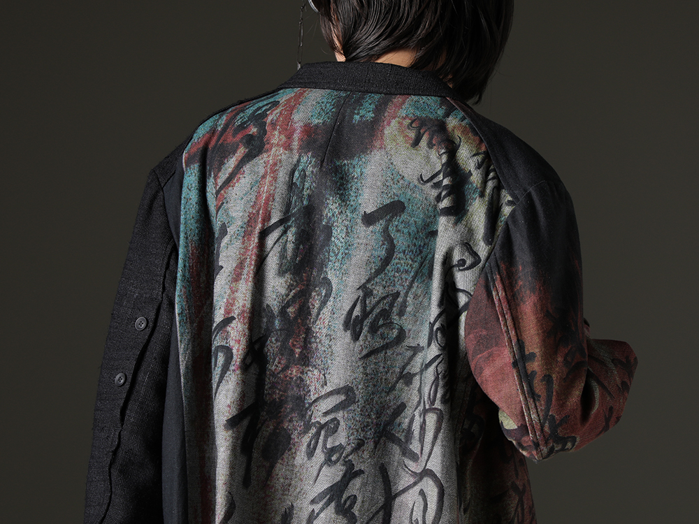 Yohji Yamamoto A highly collectible dark jacket - HZ-J31-814(Denim Print + Seperate Fabric Jacket) - 2-009