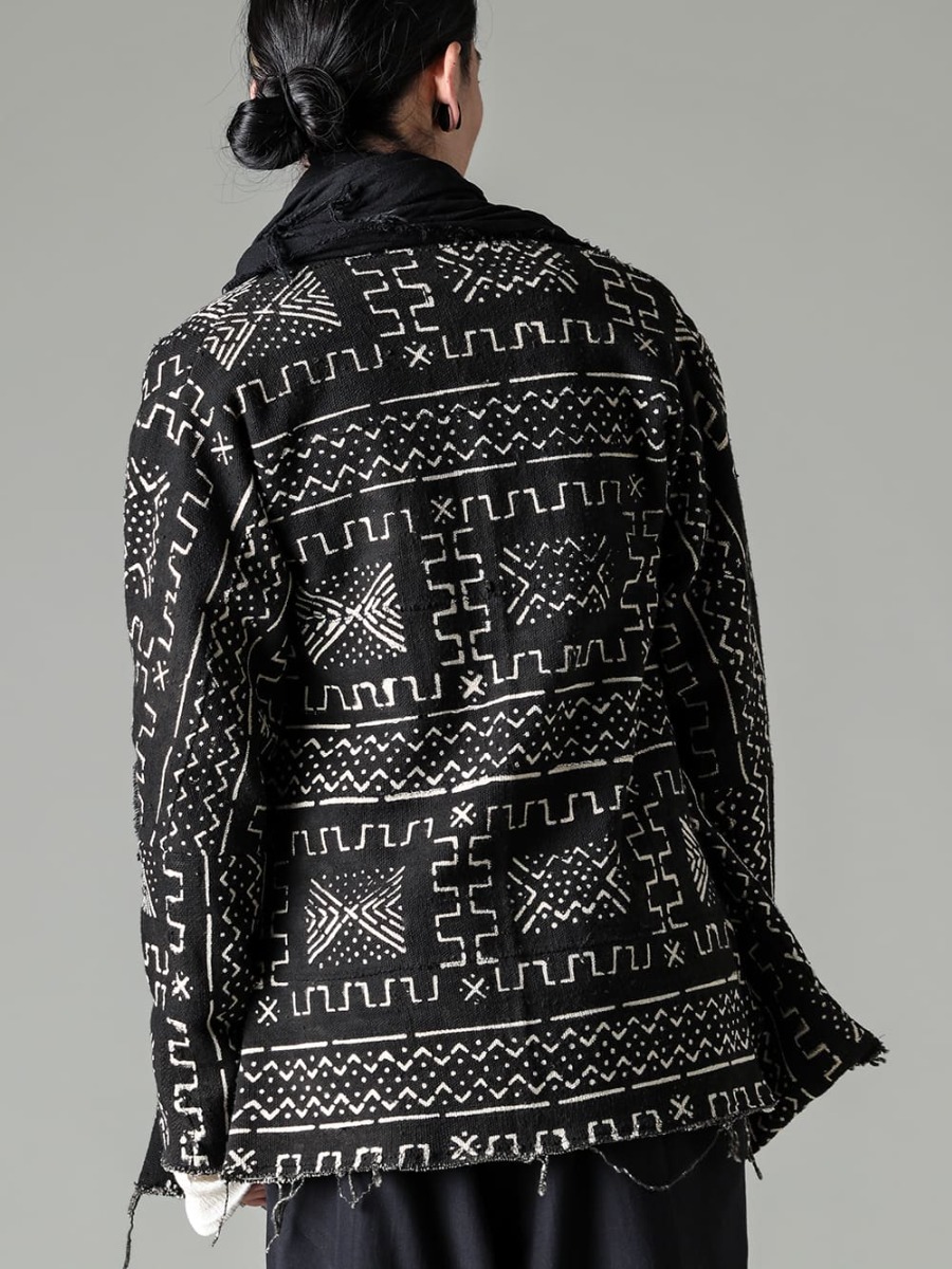 OLUBIYI THOMAS 23SS Textiles with designer's heart  - 3202.7-1-Kimono Back Cardigan #1 - T1-mrc-off w-Micro Brushed Cotton Long Sleeve Cut & Sewn Off White - Stole-No-8-Stole Cross stitch linen Black 2-006