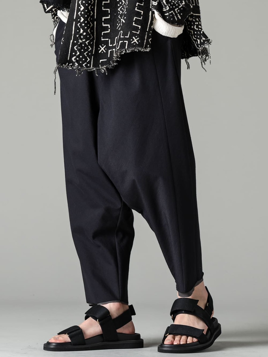 OLUBIYI THOMAS 23SS Cropped pants that work from early spring to the beginning of summer - PTN-IRKL-Black-Dropcrotch cropped pants Cotton/silk /viscose Black - US9561-Black-Mens Sandal Black 3-002