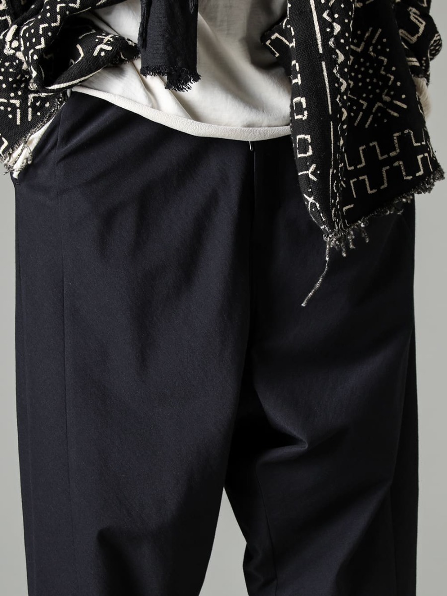 OLUBIYI THOMAS 23SS Cropped pants that work from early spring to the beginning of summer - PTN-IRKL-Black-Dropcrotch cropped pants Cotton/silk /viscose Black - US9561-Black-Mens Sandal Black 3-004