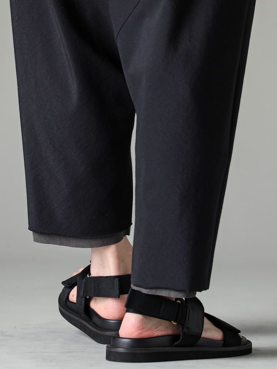 OLUBIYI THOMAS 23SS Cropped pants that work from early spring to the beginning of summer - PTN-IRKL-Black-Dropcrotch cropped pants Cotton/silk /viscose Black - US9561-Black-Mens Sandal Black 3-006