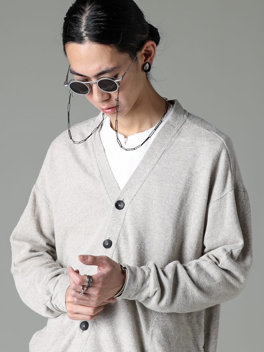 The Viridi-anne 2023SS Layered Design Spring Cardigan  - VI-3600-01-Gray-Beige - Linen/Cotton Jersey Cardigan Gray Beige - N10-White - Docking Tunic White 2-002