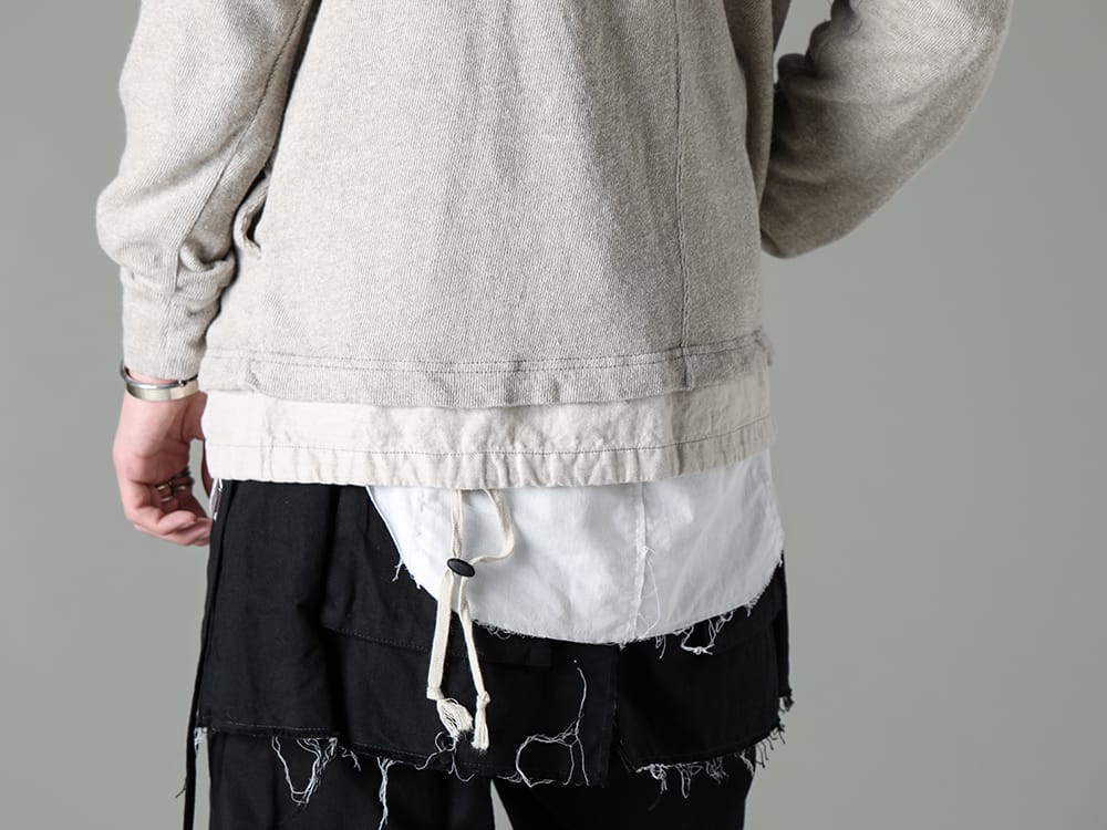 The Viridi-anne 2023SS Layered Design Spring Cardigan  - VI-3600-01-Gray-Beige - Linen/Cotton Jersey Cardigan Gray Beige - N10-White - Docking Tunic White 2-004