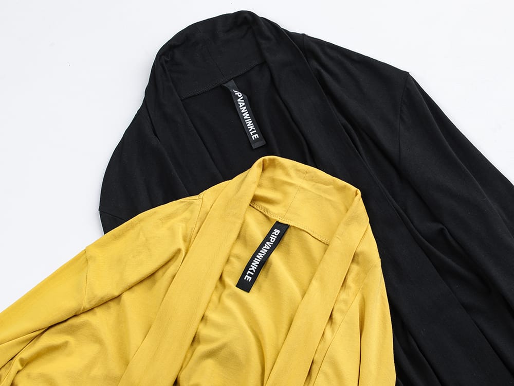 RIPVANWINKLE - リップヴァンウインクル 2023SS スタイリング RIPVANWINKLE - リップヴァンウィンクルの店頭お取り扱いをFASCINATE KYOTOに加えFASCINATE_THE R（大阪 心斎橋）でもスタート！ - RW-502-Mustard - ソリッド ジャージー カーデ マスタード - RW-502-Black - ソリッド ジャージー カーデ ブラック 1-002