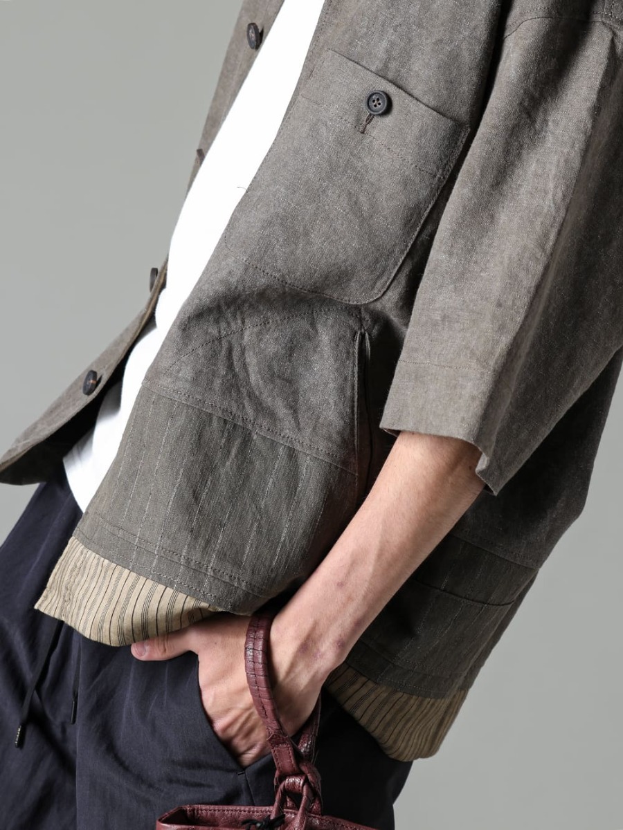 ZIGGY CHEN(ジギーチェン) 23SS(春夏) どことなく東洋のテイストと風情を感じさせる一品  - 0M2310917-オーバーサイズ ショートスリーブ ワーカージャケット - NU-1677-OffWhite-スリーブレス バックプリント Tシャツ オフホワイト - co22fwcws010-ostrich-Burgundy-CWS デ フォーマーバッグ オーストリッチ バーガンディ - SHPK007-grey-ヴィンテージ パリバンタル ストローハット グレー 2-004