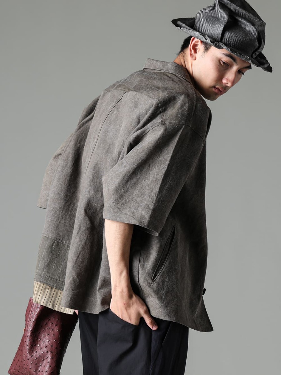 ZIGGY CHEN(ジギーチェン) 23SS(春夏) どことなく東洋のテイストと風情を感じさせる一品  - 0M2310917-オーバーサイズ ショートスリーブ ワーカージャケット - NU-1677-OffWhite-スリーブレス バックプリント Tシャツ オフホワイト - co22fwcws010-ostrich-Burgundy-CWS デ フォーマーバッグ オーストリッチ バーガンディ - SHPK007-grey-ヴィンテージ パリバンタル ストローハット グレー 2-005