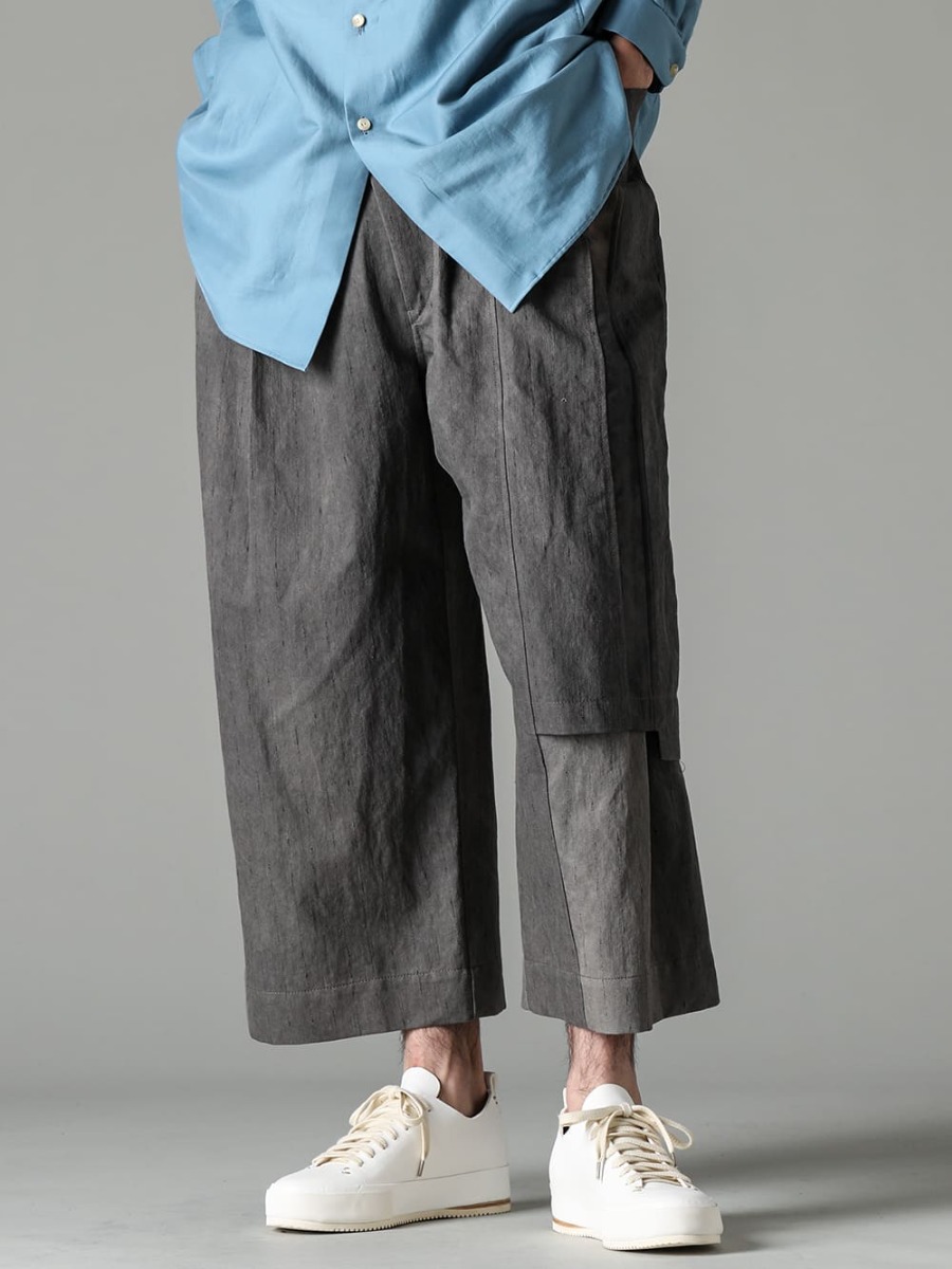 DEVOA ZIGGY CHEN FEIT23SS The expressive Panama fabric created by double-dye and mixed weave 0M2310520-Pleated Wide Trousers - FEIT-Hand-Sewn-Low-FEIT Hand-Sawn Low 3-001