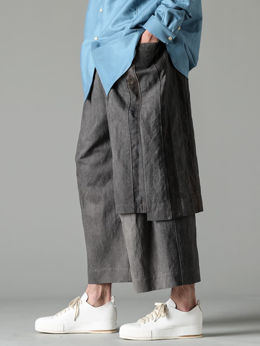 DEVOA ZIGGY CHEN FEIT23SS The expressive Panama fabric created by double-dye and mixed weave - 0M2310520-Pleated Wide Trousers - FEIT-Hand-Sewn-Low-FEIT Hand-Sawn Low 3-002