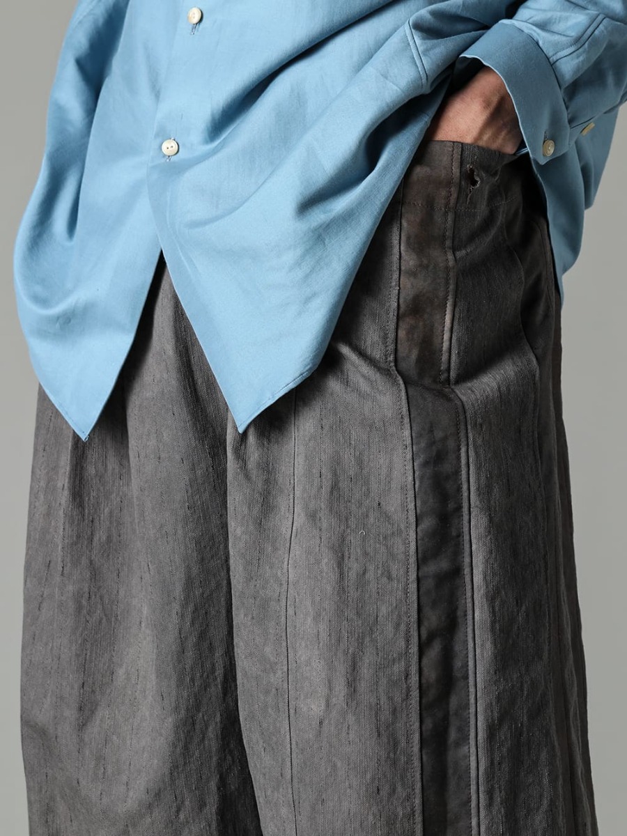 DEVOA ZIGGY CHEN 23SS The expressive Panama fabric created by double-dye and mixed weave - 0M2310520-Pleated Wide Trousers - FEIT-Hand-Sewn-Low-FEIT Hand-Sawn Low 3-004