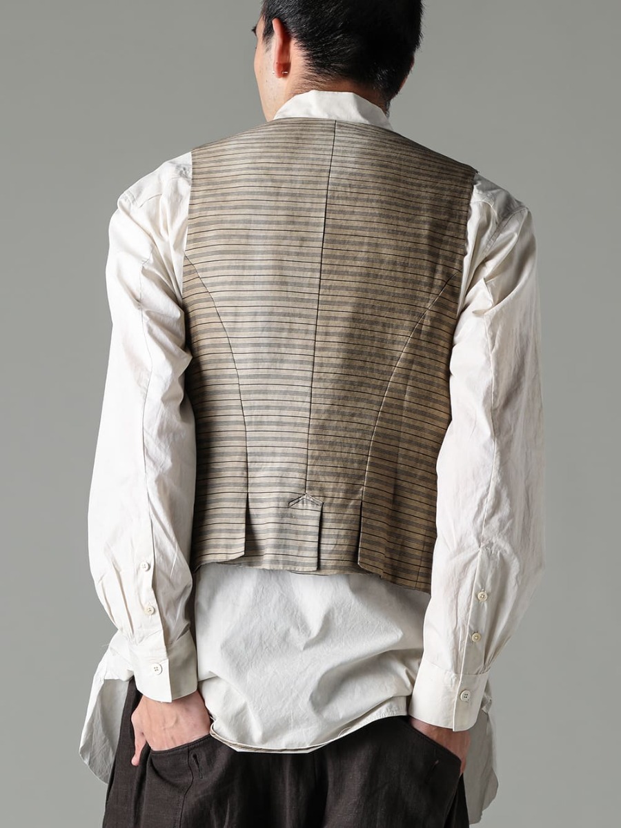 ZIGGY CHEN 23SS Delicate balance combining diverse elements  - 0M2310101-Selvedge Double Breasted Waistcoat - 0M2310709-Mandarin collar hybrid dress shirt 2-006