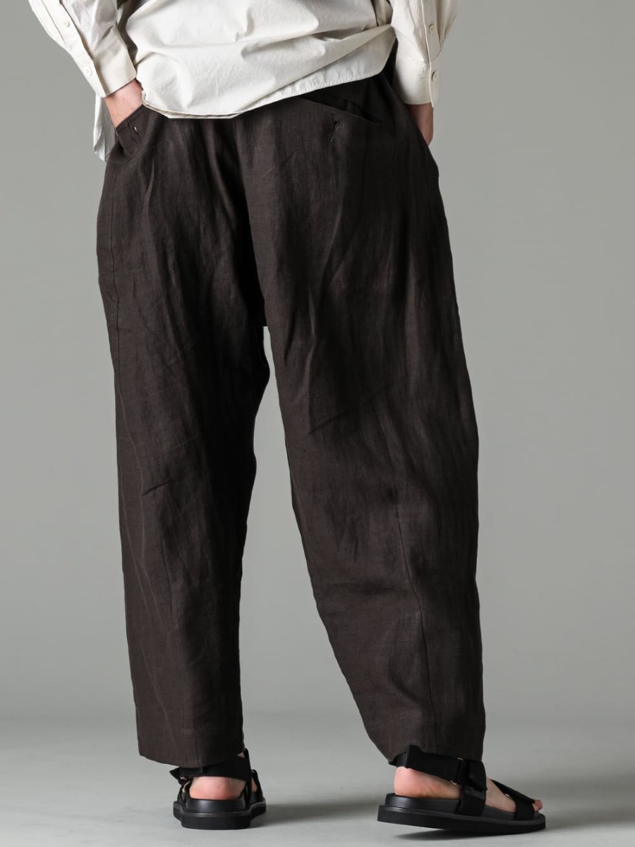 ZIGGY CHEN 23SS Superb pants with a unique silhouette and sophisticated materials - 0M2310501-0M2310501-Selvedge pleated wide leg trousers - US9561-Black-Men's sandals black 3-003