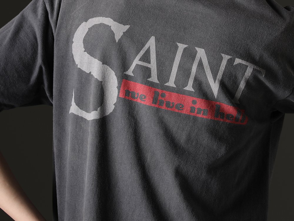 SAINT MICHAEL - Texture created by the brands' unique processing techniques - SM-S23-0000-009(WE LIVE HELL Short sleeve T-shirt) - 2-005