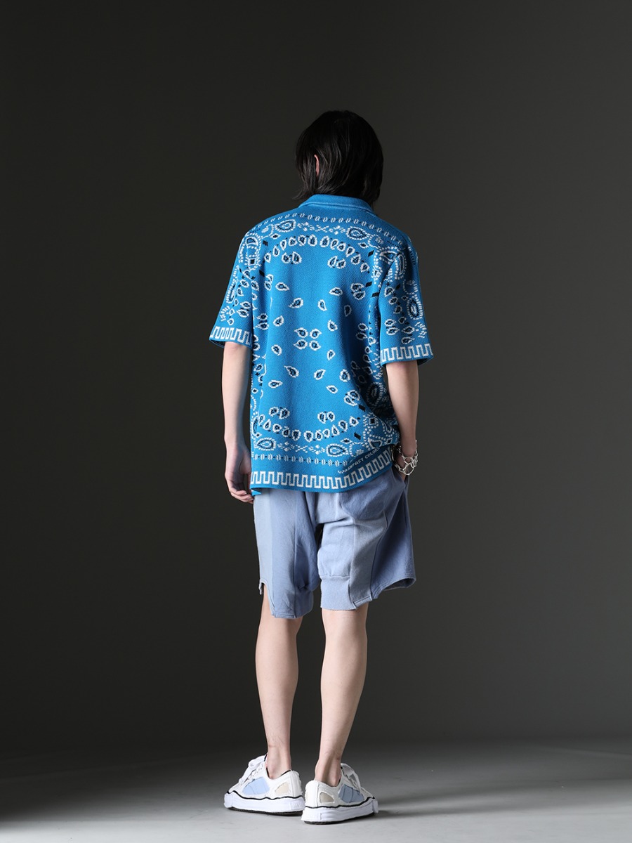 ALANUI / ink / Maison MIHARAYASUHIRO / TAKAHIROMIYASHITATheSoloist. - A casual outfit with blue as the main color. - LMHS23-022(Bandana Piquet Shirt Blue Swim Multi) ink23-14-Sax(Military Shorts Sax) MC231F001M-White(71 MICHAEL×MIHARA YASUHIRO Broken PETERSON witth FIGURE White) sa.0037SS23-Silver(bone shaped carabiner bracelet.-L- Silver) sa.0036SS23-Silver(Bone Shaped Carabiner Bracelet.-S- Silver) - 1-004