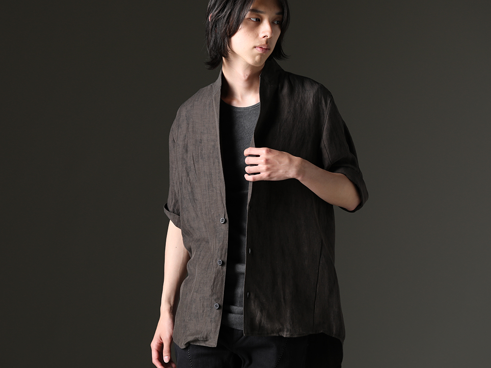 D.HYGEN - Linen x rayon fabric with a strong sense of comfort - ST102-0623S-Charcoal(Linen And Rayon Salt Shrink-Dyed Short-Sleeved Tailored Shirt) ST101-1123S-Charcoal(Cotton And Rayon Ribbed Tank Top Charcoal) - 2-001