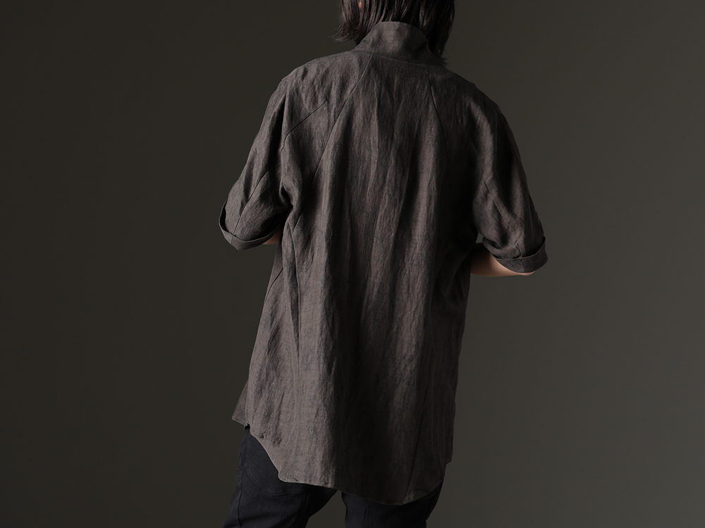 D.HYGEN - Linen x rayon fabric with a strong sense of comfort - ST102-0623S-Charcoal(Linen And Rayon Salt Shrink-Dyed Short-Sleeved Tailored Shirt) - 2-003