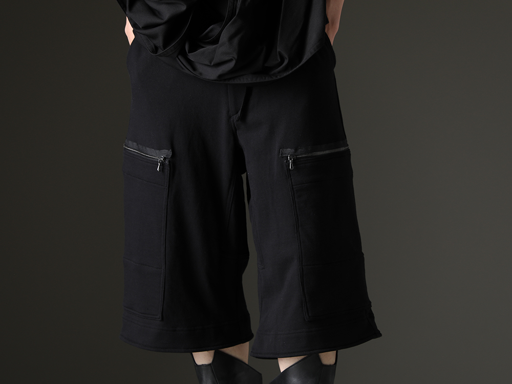 JULIUS - Variety of cargo shorts - 819PAM9-black(Cotton Sweat Cargo Shorts Black) - 6-016