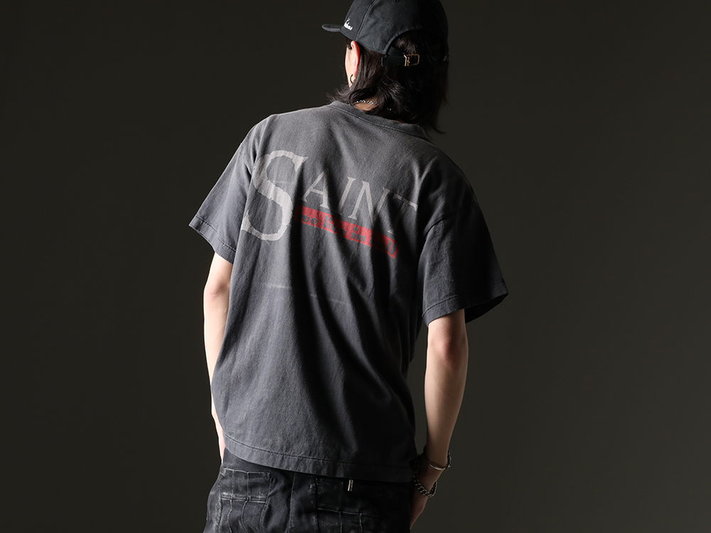 SAINT MICHAEL /  NVCLEAR - SAINT M×××××× specializes in vintage processed T-shirt style. - SM-S23-0000-009(WE LIVE HELL Short sleeve T-shirt) NV_002-Black-Dye(NV LOGO FR ARMY COTTON CAP BLACK DYE) - 2-003