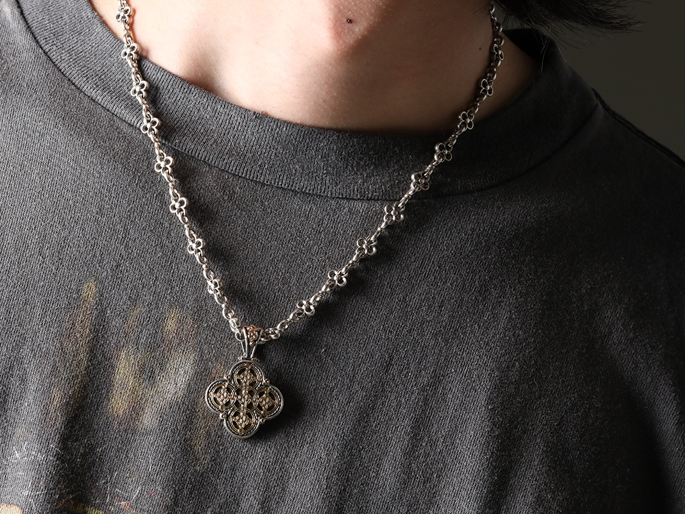 Gerochristo - SAINT M×××××× specializes in vintage processed T-shirt style. - GN1-50(GN1-50 - Handmade Chain Necklace 50cm) GP3(GP3 - Cross Pendant) GR19(GR19 - Mediterranean Oval Shape Ring) - 2-006