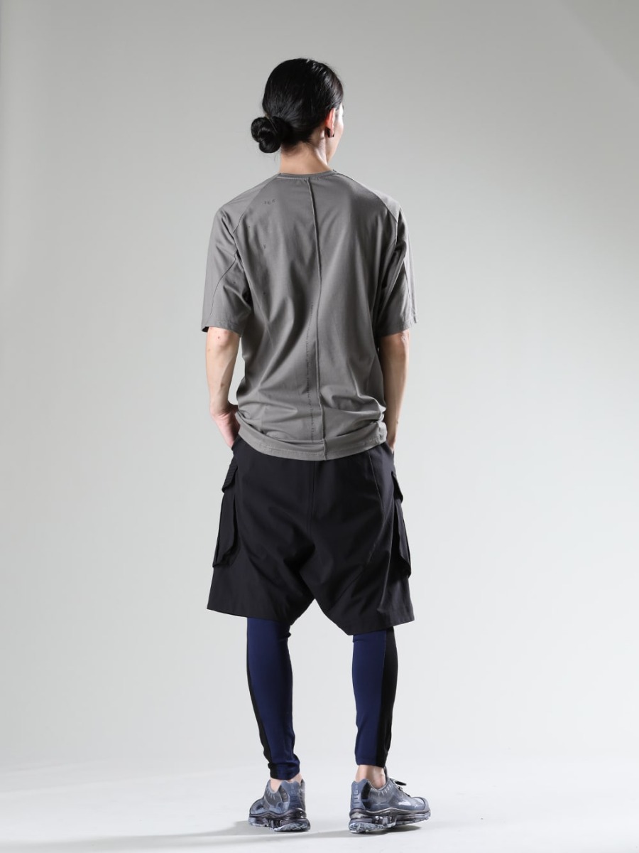 DEVOA 11 by Boris Bidjan Saberi RIPVANWINKLE 23SS Versatile Seasonal Styling for Shorts - CSC-SSB1-Mud-Gray Print Short sleeve cotton stretch jersey Mud Gray PTI-SDDH Cargo short pants schoeller-dynamic RW-518-Black × Navy Bi-Color Leggins Black × Navy BAMBA5-11XS-Black-Dye BAMBA5 11XS - Black Dye  3-003