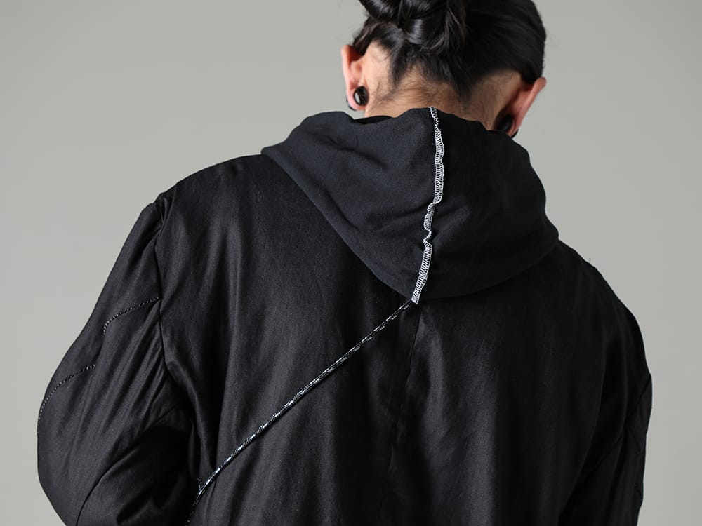 RIPVANWINKLE 2021SS 2022SS 2023SS Jacket with convenient front zip and black coordination by layered hoodie  - RW-439 - Revolution Jacket BS Black - RW-303-Black - Layered Hoodie Black Black 2-005