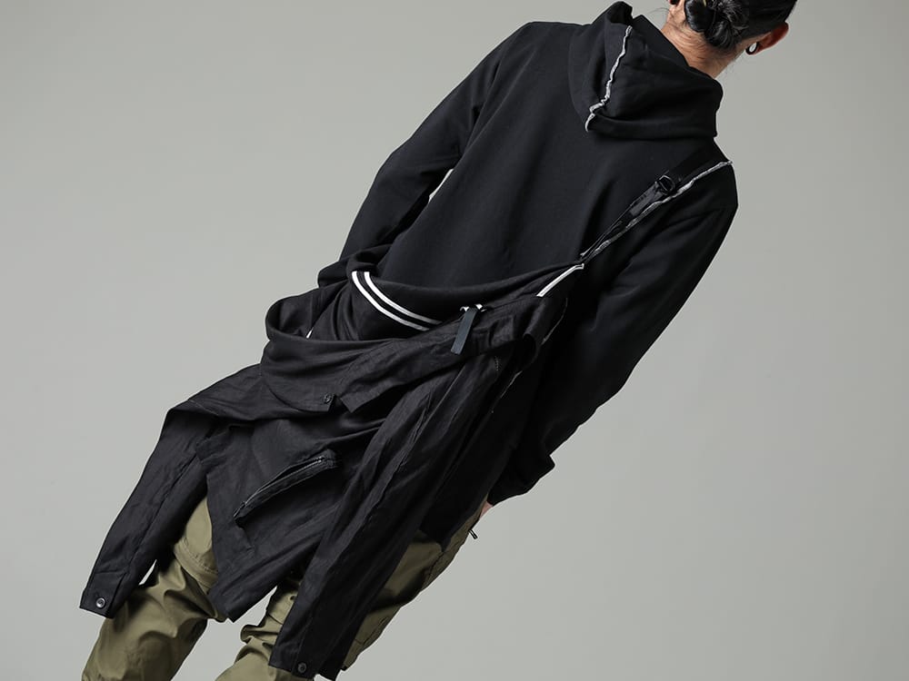 RIPVANWINKLE 2021SS 2022SS 2023SS Jacket with convenient front zip and black coordination by layered hoodie  - RW-439 - Revolution Jacket BS Black - RW-303-Black - Layered Hoodie Black Black 2-008