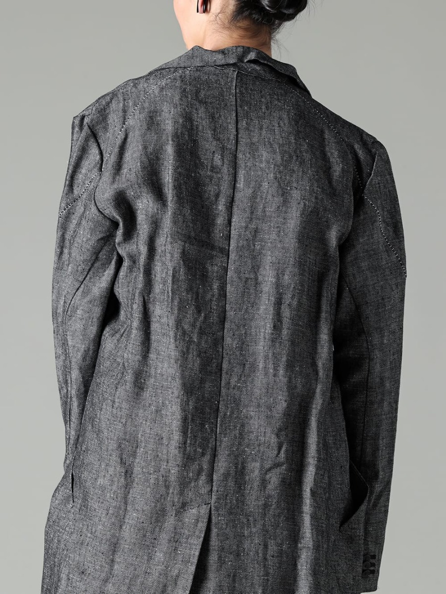 RIPVANWINKLE 2022SS The top black, which looks like a mix of gray and black, is the key point.  - RW-429 - Heavy Linen Solid Coat 2-002