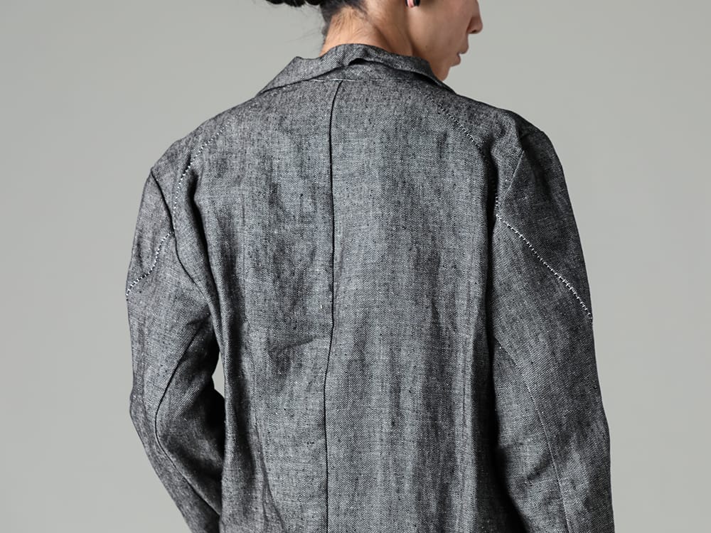 RIPVANWINKLE 2022SS The top black, which looks like a mix of gray and black, is the key point.  - RW-429 - Heavy Linen Solid Coat 2-006