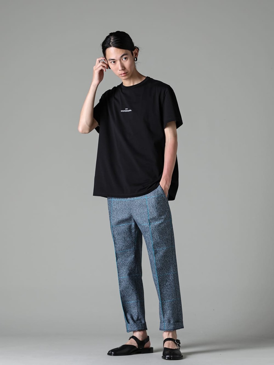 Maison Margiela 2023SS - S30GC0701-Black-White-Embroidery - Reversed Logo T-Shirt Black / White Embroidery - IH-23SS-P019-MS - No Tuck Straight Pants（Jacquard）- S57WP0082 - Tabi Sandals 4-001