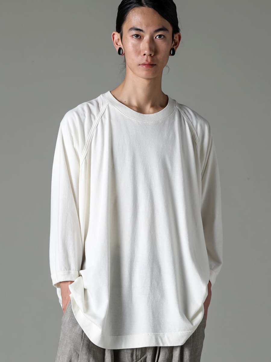 O PROJECT 23SS Natural color and 3/4 sleeve design for a gentle impression  - O15TS2-KINARI-3/4 SLEEVE TEE Cotton Hemp Jersey KINARI 2-001