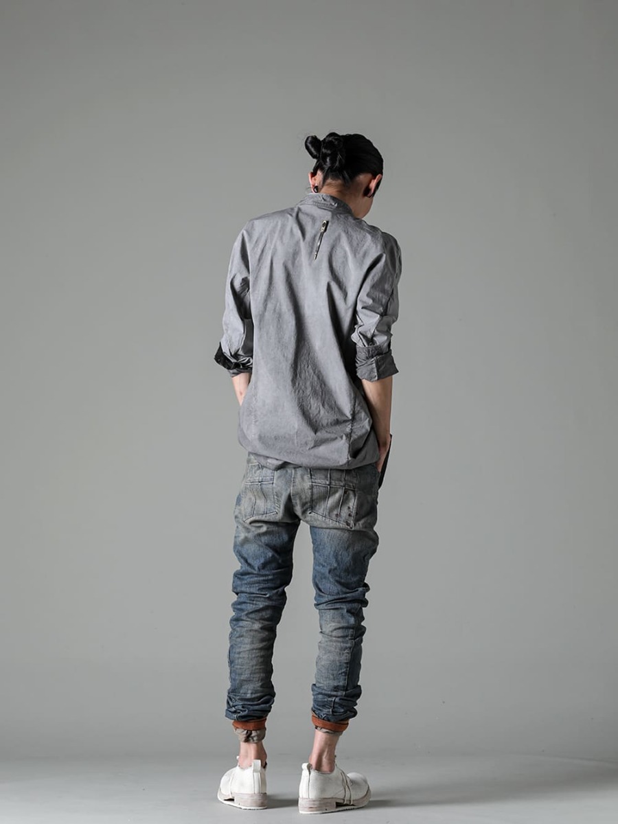 BORIS BIDJAN SABERI 23SS Styling Casual Style with Used Denim and Mid-Length Shirt - SHIRT1-F1501M-RD-shirt 1 - F1501M-RD - P13.-TF FKU10002-P13.-TF FKU10002 - SHOE-1.1-WHITE-LEATHER-SHOE 1.1 white leather 1-003