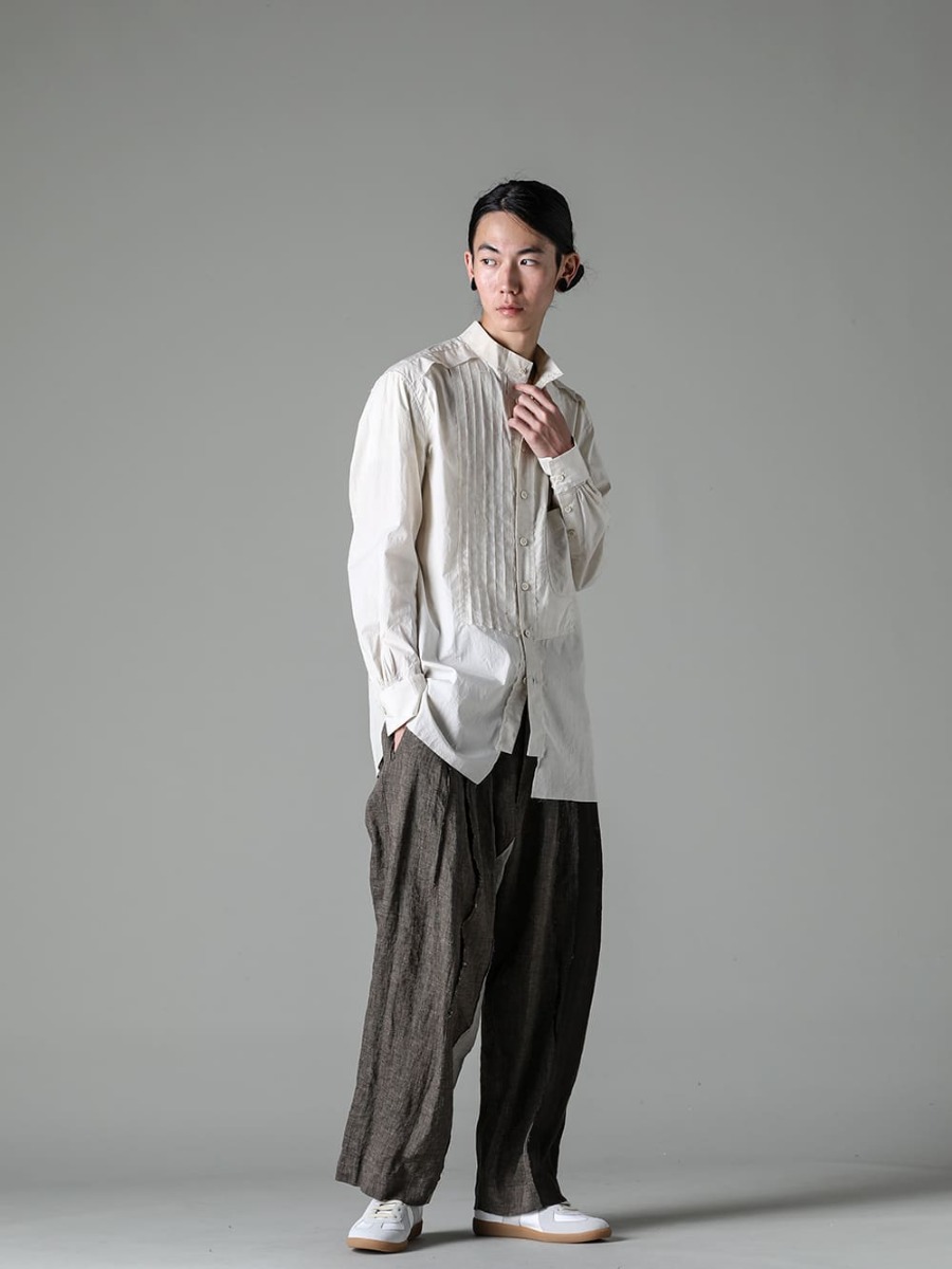 ZIGGY CHEN 23SS Easy-to-handle shirt in the 23SS lineup - 0M2310709-Mandarin Collar Hybrid Dress Shirt - 0M2310533-Multi-Fabric Paneled Trousers - S57WS0236-Replica Low Top 1-004