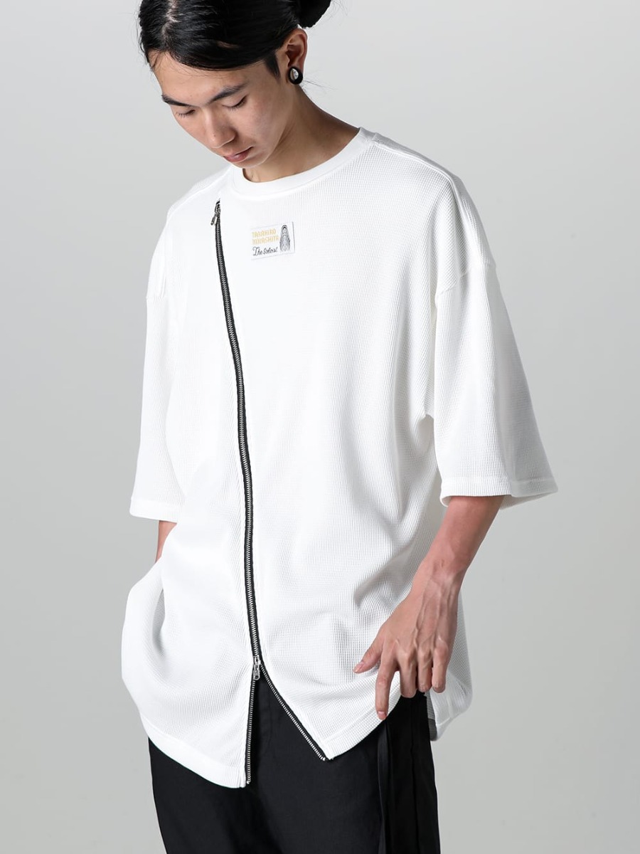 TAKAHIROMIYASHITATheSoloist 2023SS The zip design is an accent! Oversized Tee with the world view of TAKAHIROMIYASHITATheSoloist.  - sc.0009bSS23 - new two-way zip reverse oversized s/s t.(waffle)(solid) 2-001