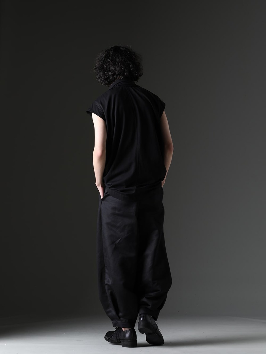 Julius / D.HYGEN / kujiaku / Guidi - Introducing the Drape Neck Pullover Shirt with 3 Types of Pants - 819SHM3-black(Rayon/Cotton Cloth Drape Neck Pullover Black) ST101-1123S-Black(Cotton And Rayon Ribbed Tank Top Black) KJ-23SS26(Dokeshi Pants) 792Z(Classic Derby Shoes Double Sole - Horse Full Grain Leather) - 1-002