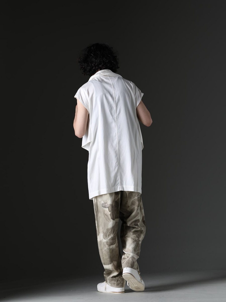 Julius / D.HYGEN / Nousan / FEIT - Introducing the Drape Neck Pullover Shirt with 3 Types of Pants - 819SHM3-offwhite(Rayon/Cotton Cloth Drape Neck Pullover Off White) ST101-1123S-Charcoal(Cotton And Rayon Ribbed Tank Top Chacoal) villa-A-23SS-Leaf Print(villa：Wide Easy Pants (Leaf Print)) FEIT-Hand-Sewn-Low(FEIT Hand Sewn Low) - 1-004